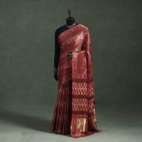 Bagru Hand Block Print Natural Dyed Modal Silk Saree 14