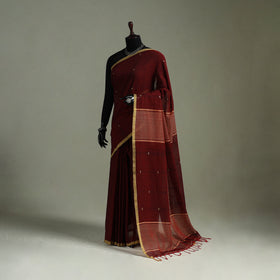 Handloom Pure Mul Cotton Phulia Jamdani Saree with Tassels  13