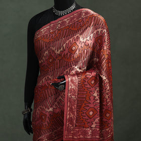 Bagru Hand Block Print Natural Dyed Modal Silk Saree 14