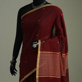 Handloom Pure Mul Cotton Phulia Jamdani Saree with Tassels  13