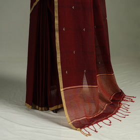 Handloom Pure Mul Cotton Phulia Jamdani Saree with Tassels  13