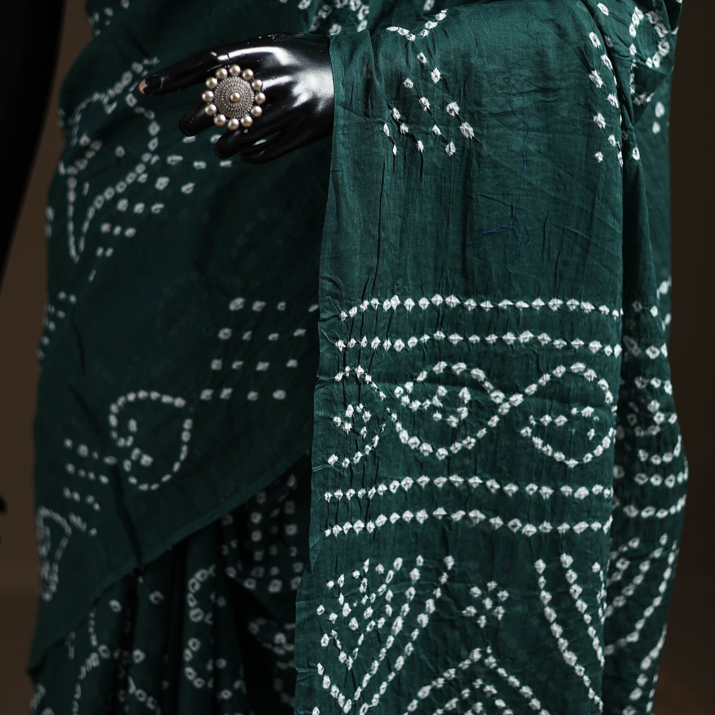 Green - Kutch Tie-Dye Pure Mul Cotton Rai Bandhani Saree with Blouse Piece 18