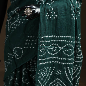 Green - Kutch Tie-Dye Pure Mul Cotton Rai Bandhani Saree with Blouse Piece 18