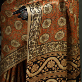Bagru Hand Block Print Natural Dyed Modal Silk Saree 15