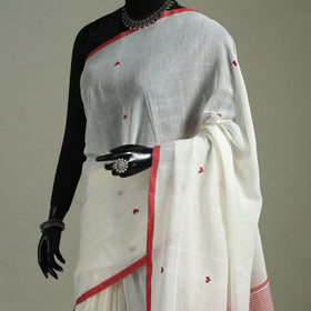 Handloom Pure Mul Cotton Phulia Jamdani Saree with Tassels  14