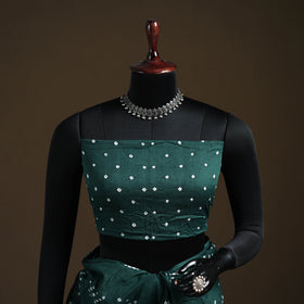 Green - Kutch Tie-Dye Pure Mul Cotton Rai Bandhani Saree with Blouse Piece 18
