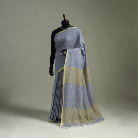 Handloom Pure Mul Cotton Phulia Jamdani Saree with Tassels  15