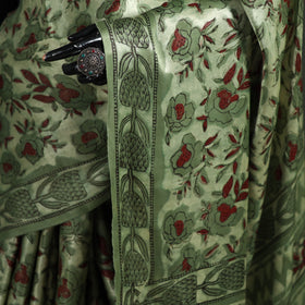 Bagru Hand Block Print Natural Dyed Modal Silk Saree 16