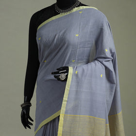 Handloom Pure Mul Cotton Phulia Jamdani Saree with Tassels  15