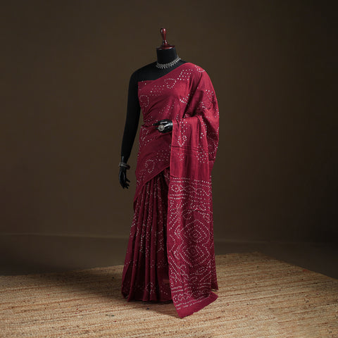 Kutch Tie-Dye Pure Mul Cotton Rai Bandhani Saree with Blouse Piece 20