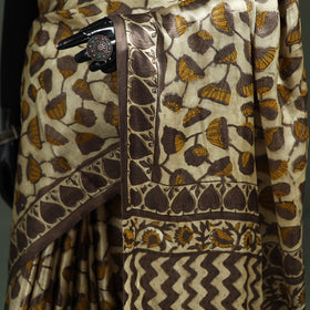 Bagru Hand Block Print Natural Dyed Modal Silk Saree 17