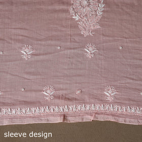 Pink - 2pc mul chanderi unstitched hand beads work heavy