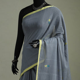 Handloom Pure Mul Cotton Phulia Jamdani Saree with Tassels  16