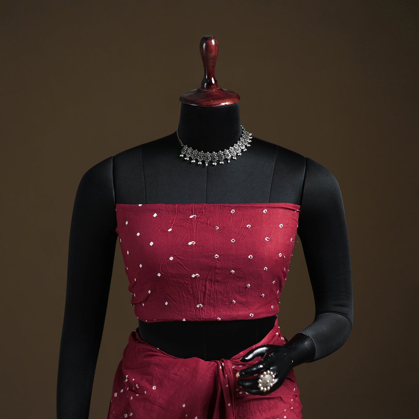 Red - Kutch Tie-Dye Pure Mul Cotton Rai Bandhani Saree with Blouse Piece 20