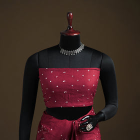 Red - Kutch Tie-Dye Pure Mul Cotton Rai Bandhani Saree with Blouse Piece 20