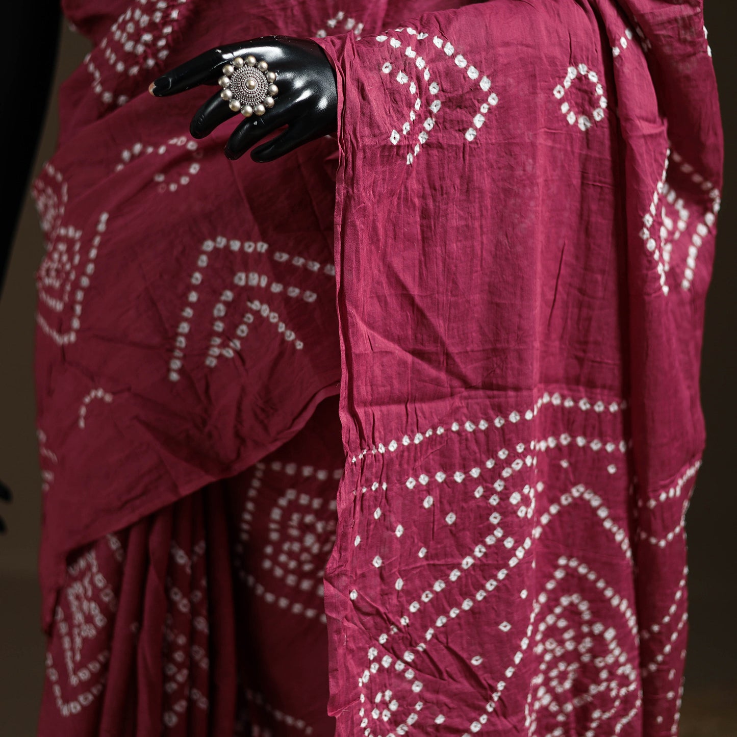 Pink - Kutch Tie-Dye Pure Mul Cotton Rai Bandhani Saree with Blouse Piece 21