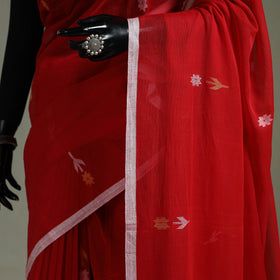 Handloom Pure Mul Cotton Phulia Jamdani Saree with Tassels  17