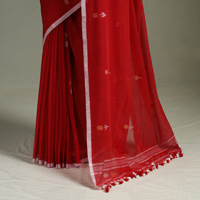 Handloom Pure Mul Cotton Phulia Jamdani Saree with Tassels  17