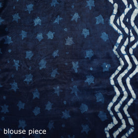 Bagru Indigo Hand Block Print Natural Dyed Modal Silk Saree 18