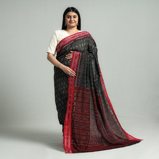Black - Sambalpuri Ikat Weave Handloom Cotton Saree