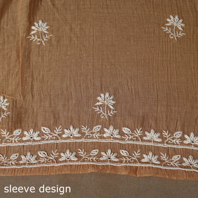 Brown - 2pc mul chanderi unstitched hand beads work heavy