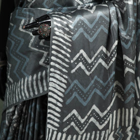 Bagru Hand Block Print Natural Dyed Modal Silk Saree 19