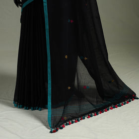 Handloom Pure Mul Cotton Phulia Jamdani Saree with Tassels  18