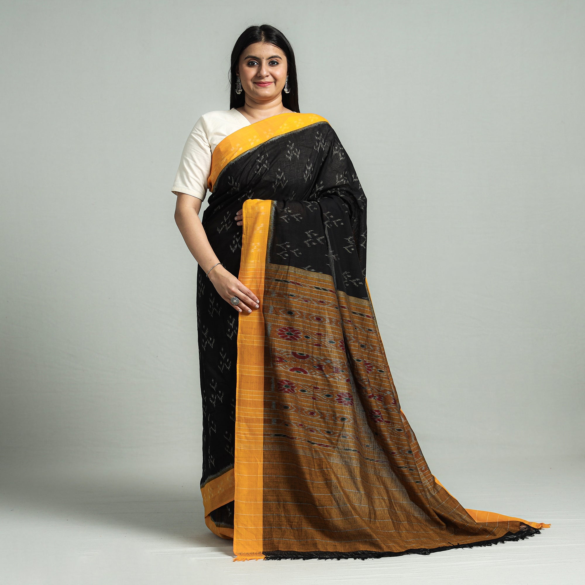 Yellow Wide border Tussar Silk Sambalpuri Saree | Crafts Collection |  Reviews on Judge.me