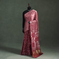 Bagru Hand Block Print Natural Dyed Modal Silk Saree 20