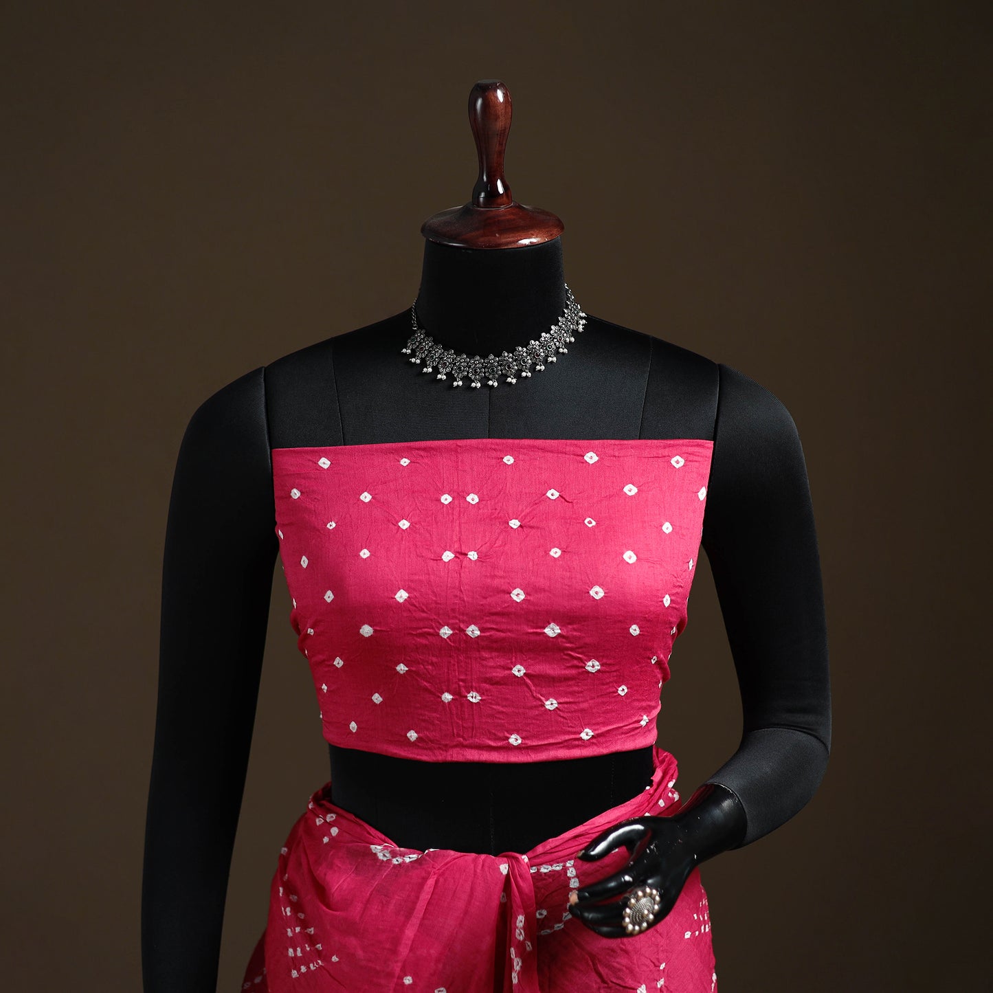 Pink - Kutch Tie-Dye Pure Mul Cotton Rai Bandhani Saree with Blouse Piece 23