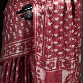 Bagru Hand Block Print Natural Dyed Modal Silk Saree 20