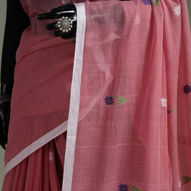 Handloom Pure Mul Cotton Phulia Jamdani Saree with Tassels  19