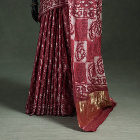 Bagru Hand Block Print Natural Dyed Modal Silk Saree 20