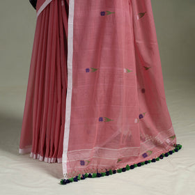 Handloom Pure Mul Cotton Phulia Jamdani Saree with Tassels  19