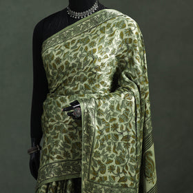 Bagru Hand Block Print Natural Dyed Modal Silk Saree 21