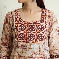 Brown - Kutch Batik Printed Cotton A-Line Kurta