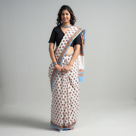 Buy Block Printed Mul Cotton Sanganeri Saree