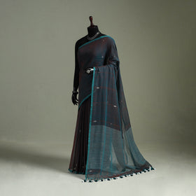 Handloom Pure Mul Cotton Phulia Jamdani Saree with Tassels 02