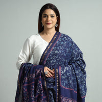 Purple - Akola Block Printed Cotton Zari Border Dupatta 45