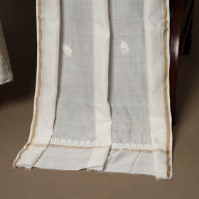 Beige - 2pc mul chanderi unstitched hand beads work heavy