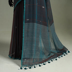 Handloom Pure Mul Cotton Phulia Jamdani Saree with Tassels 02