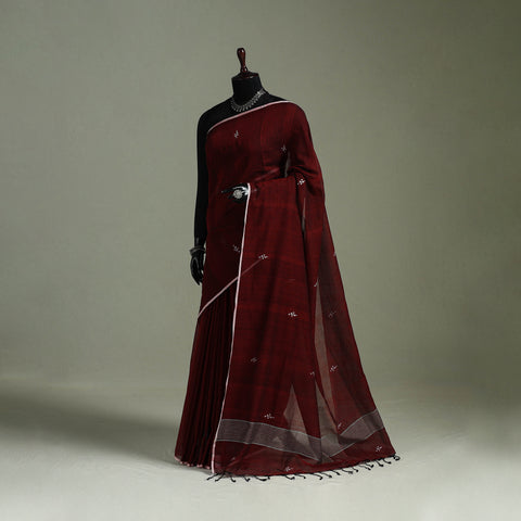 Handloom Pure Mul Cotton Phulia Jamdani Saree with Tassels  21