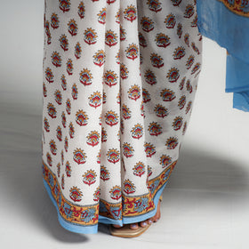 Buy Block Printed Mul Cotton Sanganeri Saree