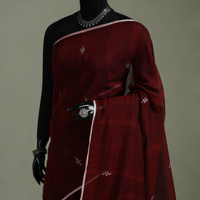 Handloom Pure Mul Cotton Phulia Jamdani Saree with Tassels  21