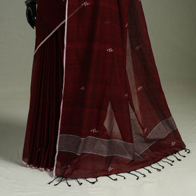 Handloom Pure Mul Cotton Phulia Jamdani Saree with Tassels  21