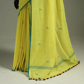 Handloom Pure Mul Cotton Phulia Jamdani Saree with Tassels  22