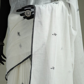 Handloom Pure Mul Cotton Phulia Jamdani Saree with Tassels  23