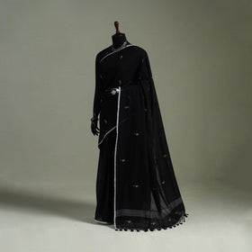 Handloom Pure Mul Cotton Phulia Jamdani Saree with Tassels  24