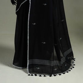 Handloom Pure Mul Cotton Phulia Jamdani Saree with Tassels  24