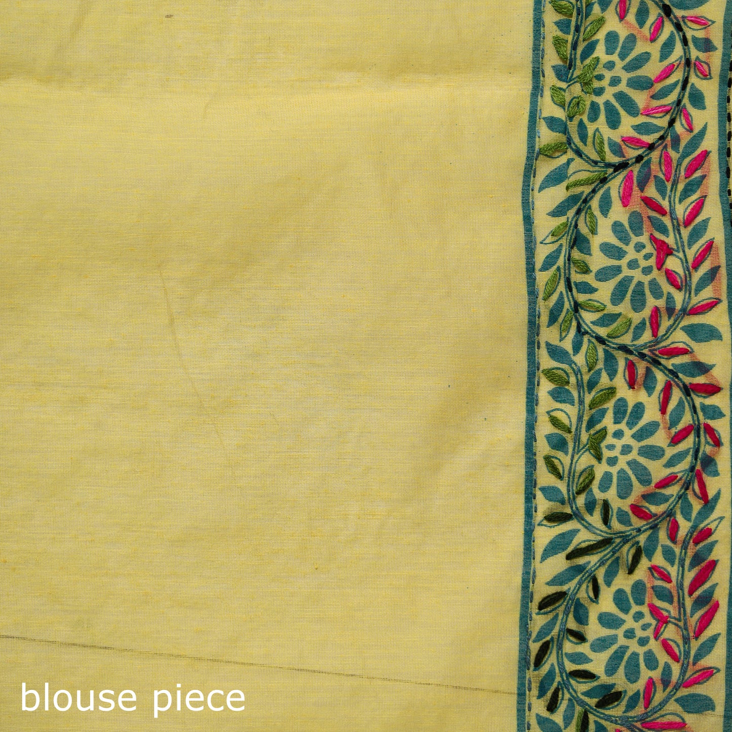 Yellow - Phulkari Hand Embroidery Chapa Work Chanderi Silk Saree 05